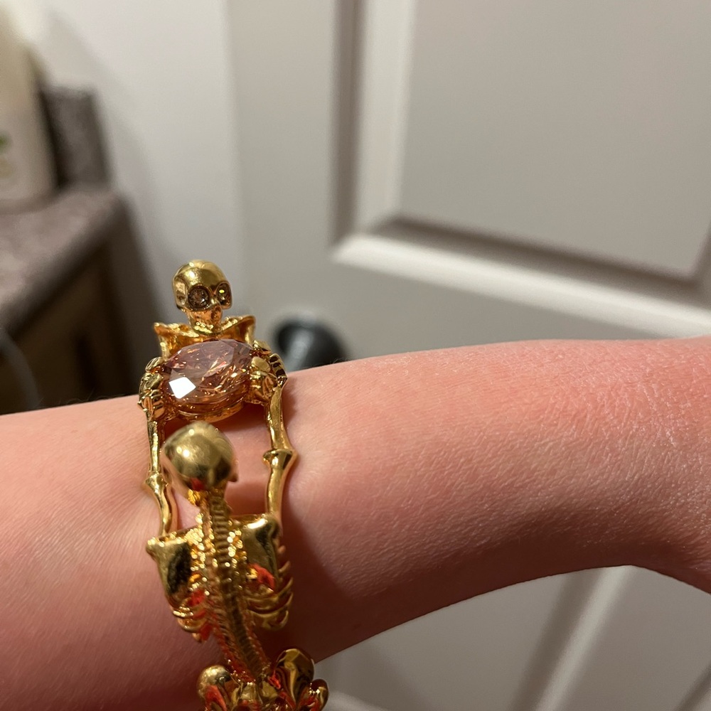 Alexander McQueen Gold Double Twin Skeleton Hinged Bangle Bracelet - Picture 8 of 10